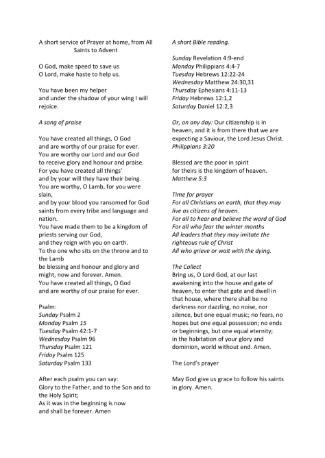 A Short Service of Prayer at Home