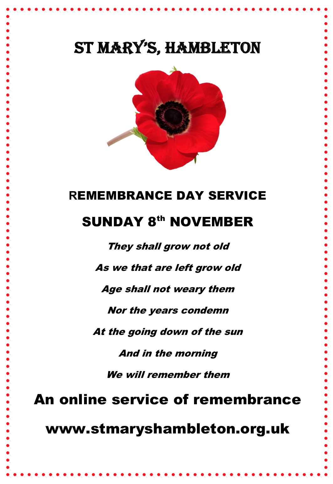 Remembrance 8th Nov 2020